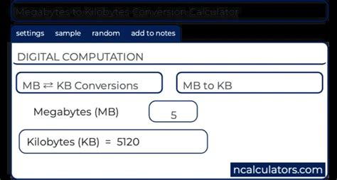 Convert KB to MB .